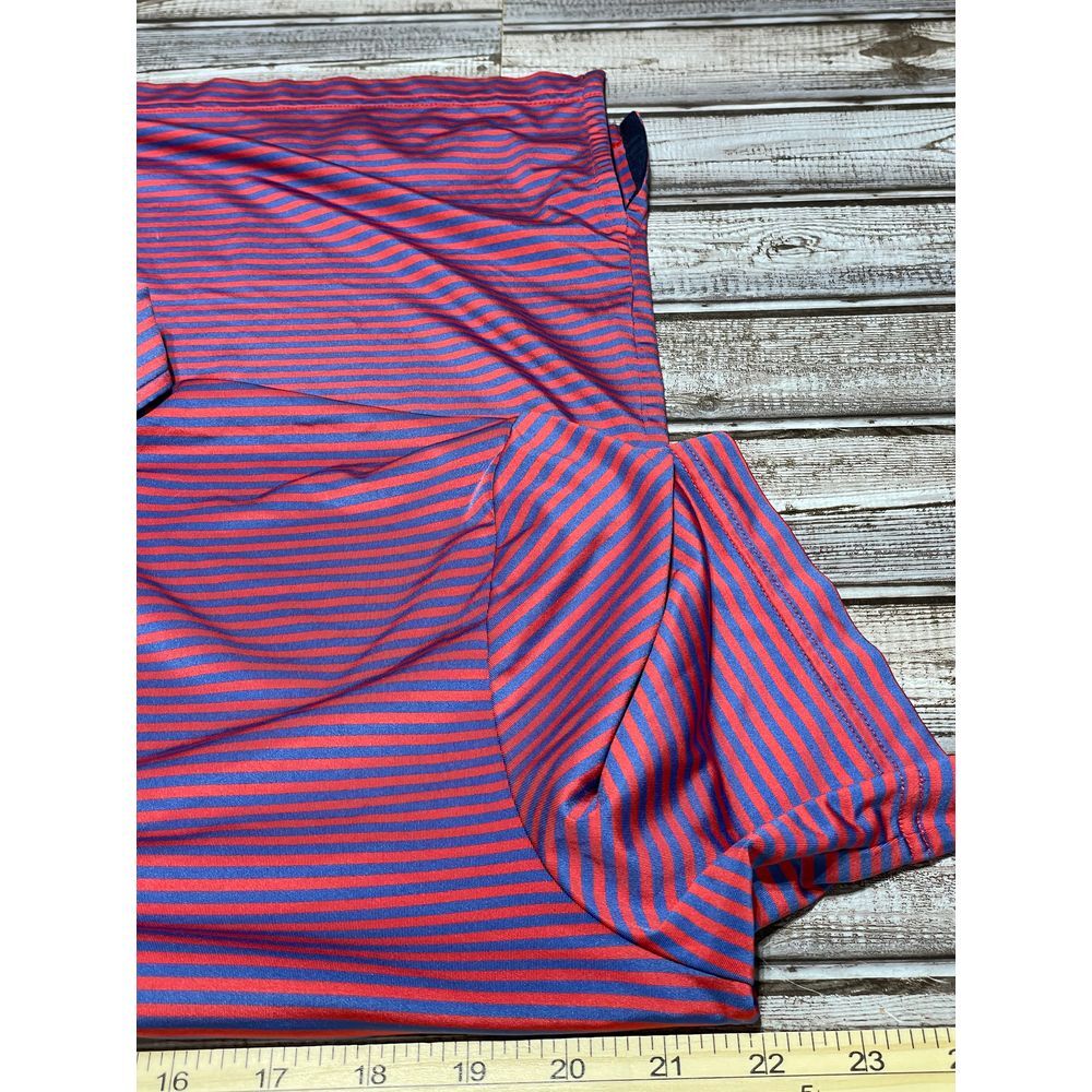 RLX Men's‎ Golf Polo Red Blue Stripes Logo Size M EUC - Picture 6 of 7